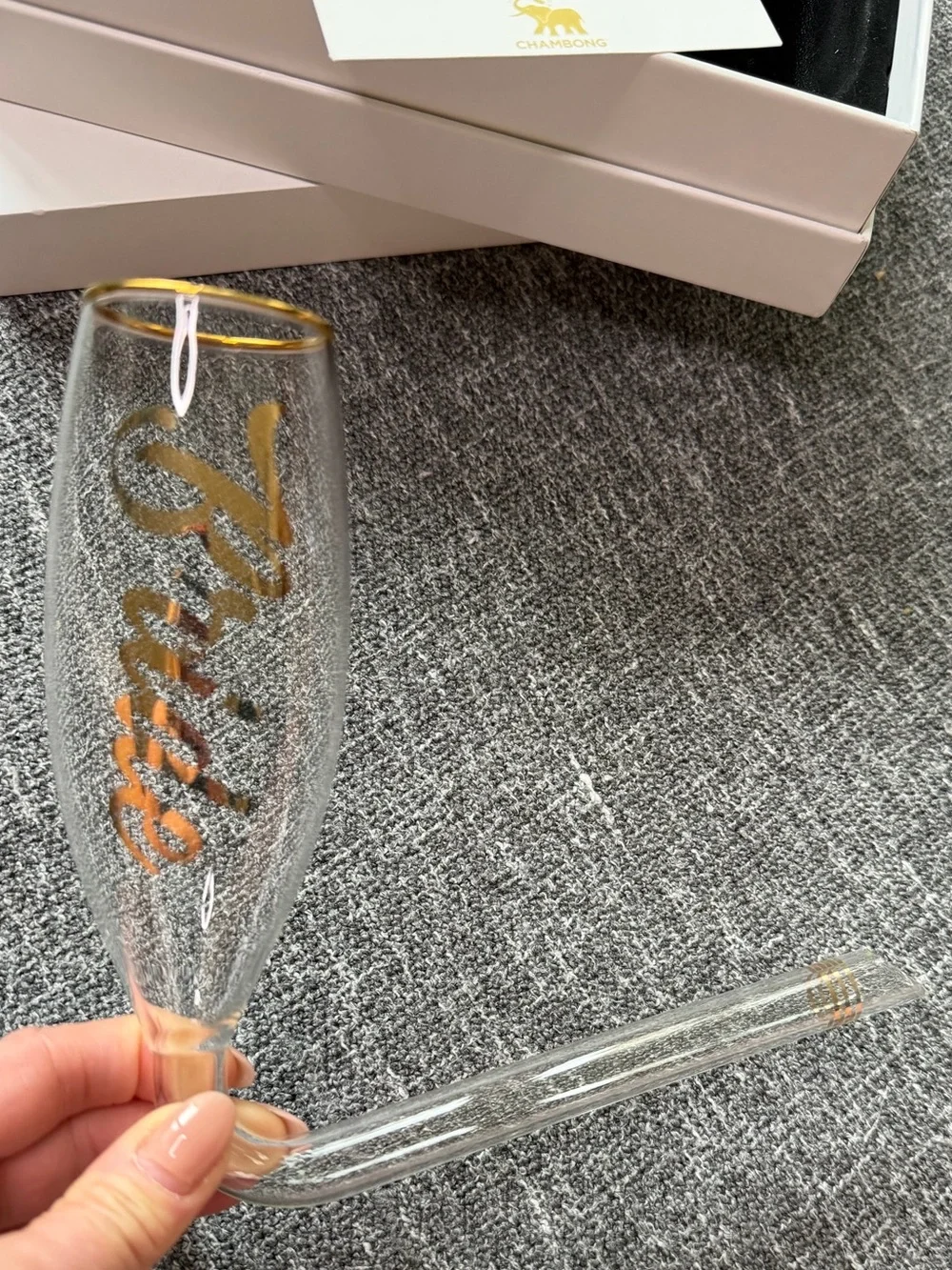 CHAMBONG - Bride & Groom Glass Champagne Flutes Shooters with gold accents
